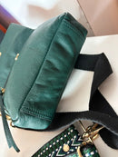 Accessorize Dark Green Leather Women's Satchel with Adjustable Black Strap, Very Good Condition