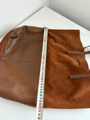 Brown Two-Tone Suede and Leather Tote Bag