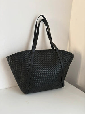 Marks & Spencer Large Black Woven Pattern Tote Bag - Very Good Condition