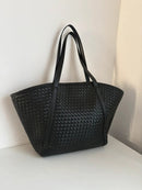 Marks & Spencer Large Black Woven Pattern Tote Bag - Very Good Condition