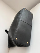 John Lewis black leather tote bag with gold hardware