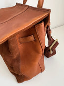 Joules Brown Leather and Suede Satchel Bag with Adjustable Strap