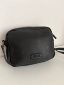 FatFace Black Leather Satchel Bag with Buckle Detail and Adjustable Strap - Very
