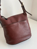 Brown Leather Bucket Crossbody Bag with Adjustable Strap