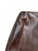 Brown Genuine Leather Shoulder Tote Bag with Buckle Detail