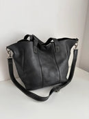 No Label Black Leather Shoulder Bag Casual Style, Very Good Condition