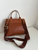 Joules Brown Leather and Suede Satchel Bag with Adjustable Strap