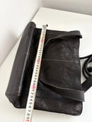 Classic Black Genuine Leather Shoulder Bag with Adjustable Strap
