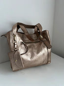 White stuff gold leather handbag