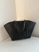 Marks & Spencer Large Black Woven Pattern Tote Bag - Very Good Condition