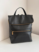 Marks and Spencer black with gold hardware leather backpack