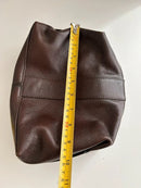 Brown Leather Toiletry Bag with Zip Closure
