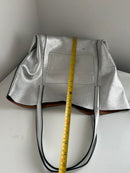 Marks and Spencer silver leather tote bag