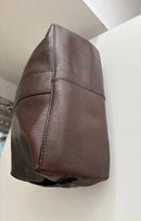 Brown Leather Toiletry Bag with Zip Closure