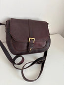 Joules Burgundy and Brown Leather Women's Satchel Bag Casual Vintage Style