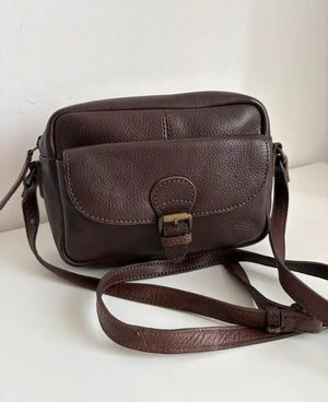 Fatface brown leather satchel bag