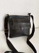 Black Leather Crossbody Bag with Adjustable Strap