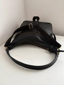 Fatface black leather shoulder bag with extra strap