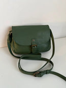 Green Leather Crossbody Bag with Adjustable Strap