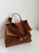 Joules Brown Leather and Suede Satchel Bag with Adjustable Strap
