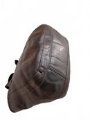 Brown Genuine Leather Shoulder Tote Bag with Buckle Detail