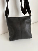 Black Leather Crossbody Bag with Adjustable Strap