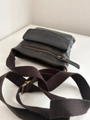 Black Leather Crossbody Bag with Adjustable Strap