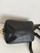 Leopard Print and Black Leather Crossbody Bag with Gold Hardware