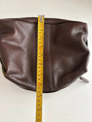 Brown Leather Toiletry Bag with Zip Closure