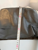 Gray Leather Shoulder Bag with Wide Strap