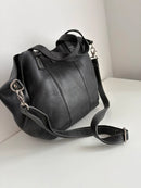 No Label Black Leather Shoulder Bag Casual Style, Very Good Condition