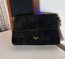 Dune Black Suede and Leather Crossbody Bag with Adjustable Strap, Very Good Condition