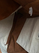 Brown Two-Tone Leather and Suede Tote Bag