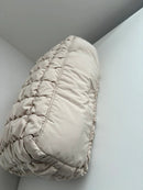 Beige Quilted Shoulder Bag with Ring Zipper Pull