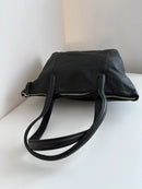 M&S Collection Black Leather Tote Bag with Zip Closure and Front Pocket
