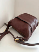 Brown Leather Bucket Crossbody Bag with Adjustable Strap
