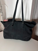 Suede Black Leather Tote Bag Casual Women's Handbag Very Good Condition