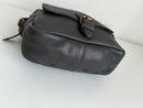 Black Leather Crossbody Bag with Buckle Detail and Patterned Interior