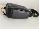 Black Leather Double Zipper Crossbody Bag with Adjustable Strap