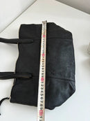 M&S Collection Black Leather Tote Bag with Zip Closure and Front Pocket