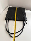 Marks & Spencer Black Leather Tote Bag with Multiple Compartments – Very Good