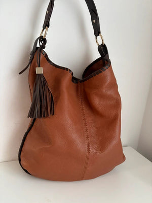 Autograph large brown leather shoulder bag