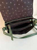 Green Leather Crossbody Bag with Adjustable Strap