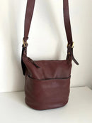 Brown Leather Bucket Crossbody Bag with Adjustable Strap