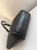 Marks & Spencer Large Black Woven Pattern Tote Bag - Very Good Condition