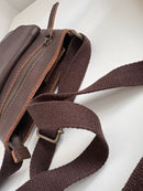 Brown Leather Crossbody Bag with Front Pocket and Adjustable Strap