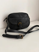 FatFace Black Leather Satchel Bag with Buckle Detail and Adjustable Strap - Very
