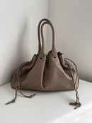Boden beige drawstring leather shoulder bag/handbag