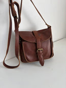 FatFace Brown Leather Women's Satchel with Adjustable Strap, Casual Vintage Style