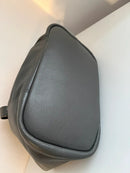 Gray Leather Shoulder Bag with Wide Strap